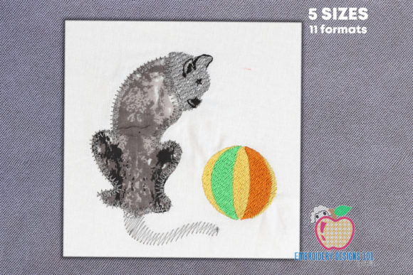 Cat Playing with Ball Applique: A Versatile Design