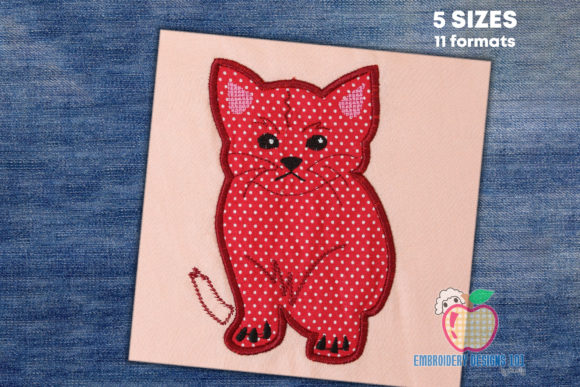 Charming Flufffy Kitten Sitting Applique