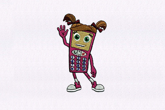 Charming Girly Mobile Phone Embroidery Design
