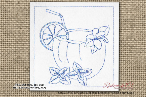 Coconut Drink Design: A Refreshing Embroidery Choice