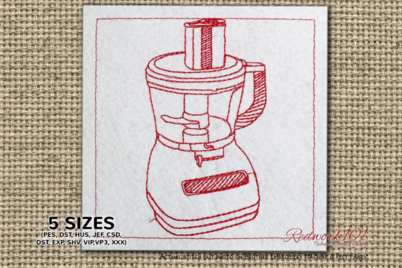 Food Processor Redwork: A Versatile Design
