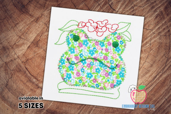 Frog Face Made with the Flower: A Charming Embroidery Design