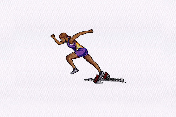 Running Athlete Woman: A Vibrant Embroidery Design