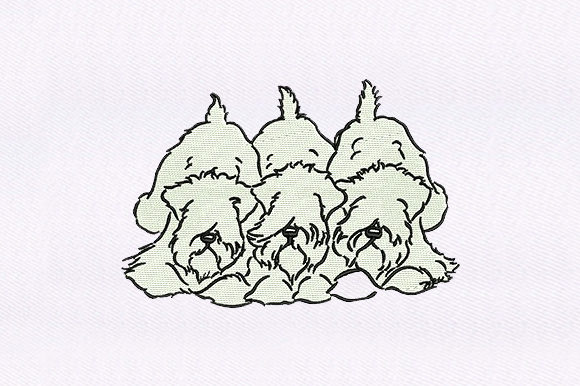 Triplets Shaggy Dogs: A Festive Embroidery Delight