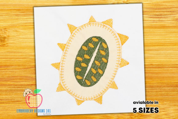Tropical Kiwano Fruit with Seeds Embroidery